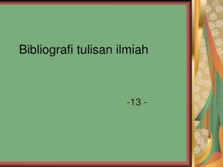 Bibliografi tulisan ilmiah