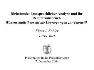 Klaus J. Kohler IPDS, Kiel