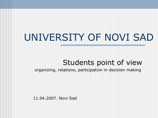 UNIVERSITY OF NOVI SAD