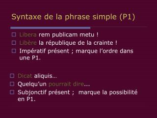 Syntaxe de la phrase simple (P1)