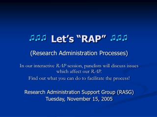 Let’s “RAP”