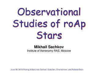 Observational Studies of roAp Stars