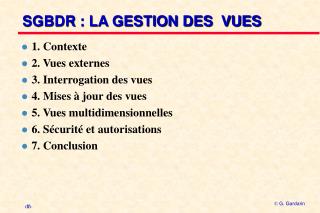 SGBDR : LA GESTION DES VUES