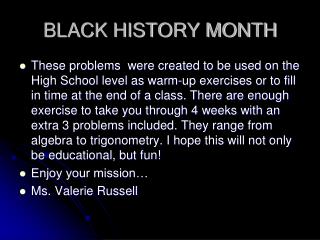 BLACK HISTORY MONTH