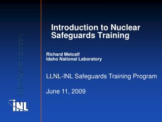 Introduction to Nuclear Safeguards Training