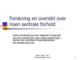 Forskning en oversikt over noen sentrale forhold