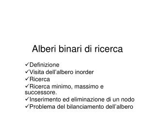 Alberi binari di ricerca