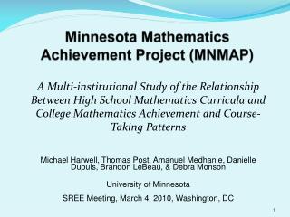 Minnesota Mathematics Achievement Project (MNMAP)