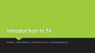 Introduction to F#