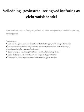 Veiledning i gevinstrealisering ved innføring av elektronisk handel