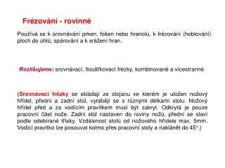 Frézování - rovinné