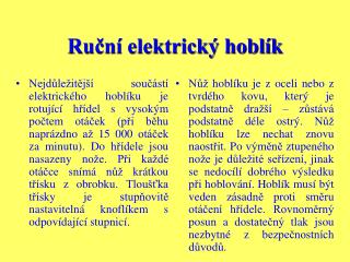 Ruční elektrický hoblík