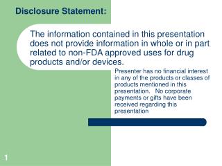 Disclosure Statement: