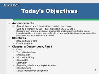 Today’s Objectives