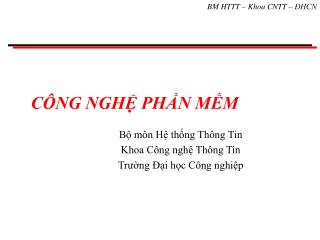 CÔNG NGHỆ PHẦN MỀM