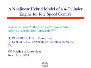 A Nonlinear Hybrid Model of a 4-Cylinder Engine for Idle Speed Control