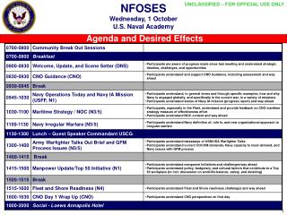 NFOSES Wednesday, 1 October U.S. Naval Academy