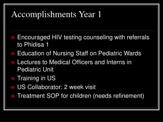 Accomplishments Year 1