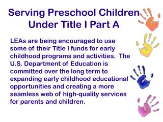 Serving Preschool Children Under Title I Part A