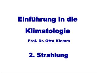 Einführung in die Klimatologie