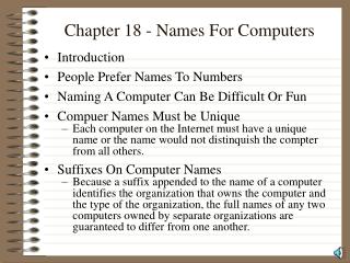 Chapter 18 - Names For Computers