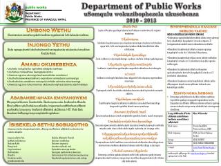 public works Department: Public Works PROVINCE OF KWAZULU NATAL