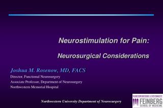 Neurostimulation for Pain: Neurosurgical Considerations