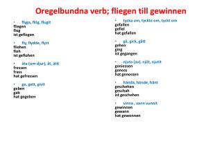 Oregelbundna verb; fliegen till gewinnen