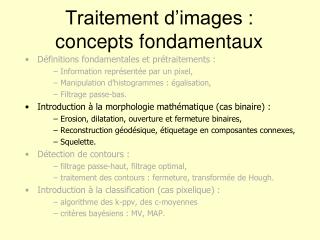 Traitement d’images : concepts fondamentaux