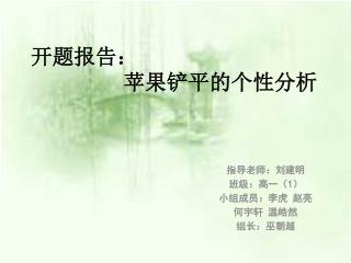 开题报告： 苹果铲平的个性分析