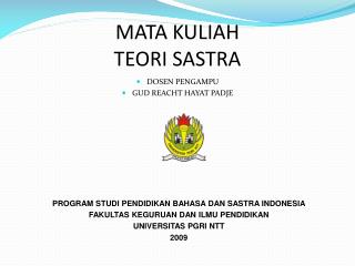 MATA KULIAH TEORI SASTRA