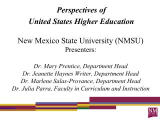 Perspectives of United States Higher Education