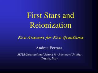 First Stars and Reionization