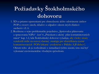 Požiadavky Štokholmského dohovoru