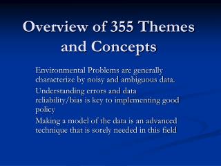 Overview of 355 Themes and Concepts