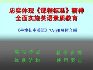 忠实体现《课程标准》精神 全面实施英语素质教育