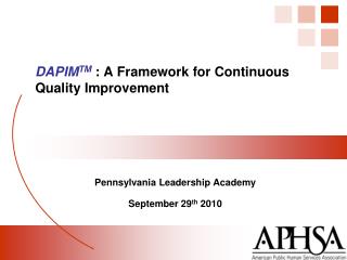 Pennsylvania Leadership Academy September 29 th 2010