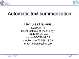 Automatic text summarization