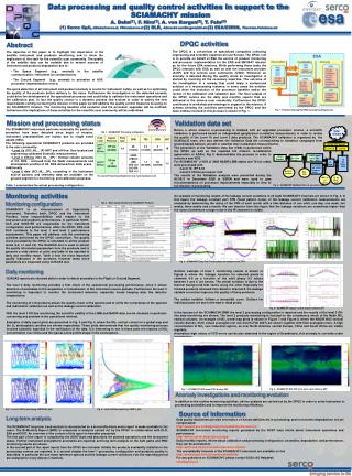 Data processing and quality control activities in support to the SCIAMACHY mission