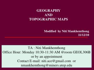 GEOGRAPHY AND TOPOGRAPHIC MAPS