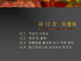 제 12 장 팀활동