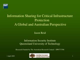 Information Sharing for Critical Infrastructure Protection A Global and Australian Perspective