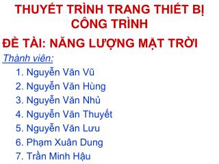 THUYẾT TRÌNH TRANG THIẾT BỊ CÔNG TRÌNH