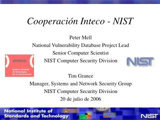 Cooperación Inteco - NIST