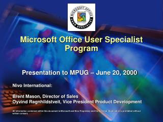 Microsoft Office User Specialist Program