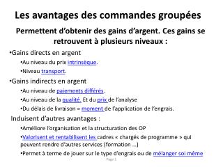 Les avantages des commandes groupées