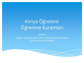 Kimya Öğretimi: Öğrenme Kuramları