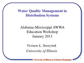 Water Quality Management in Distribution Systems