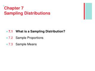 Chapter 7 Sampling Distributions