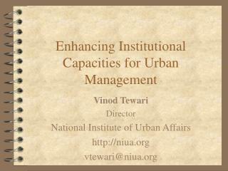 Enhancing Institutional Capacities for Urban Management